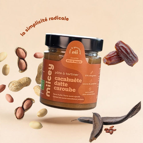 Pâte à tartiner bio Cacahuète Datte Caroube – 200g