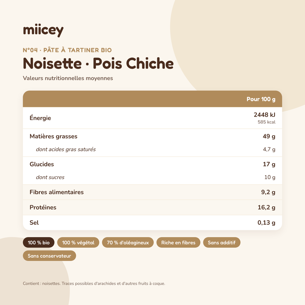 Pâte à tartiner bio Noisette Pois Chiche – 200g